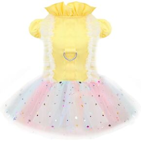 Small Dog Harness Dress Pink Cute Rainbow Tutu Dresses for Dogs Princess Summer Puppy Dog Dress for Small Dogs Girl Cat Dresses Clothes for Cats Only Shih Tzu Chihuahua Dog Clothes, X-Small