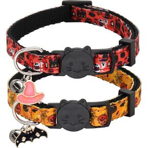 Halloween Cat Collar,2 Pack Collar with Bells, Orange+Black in Saudi Arabia