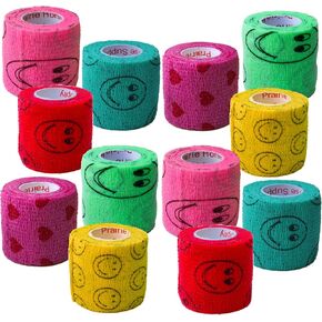 2 Inch Vet Wrap Tape Bulk (Blue, Neon Green, Neon Pink, and Black Paw Prints on Blue, Neon Green, Neon Pink) (Pack of 6) Self Adhesive Adherent Adhering Flex Bandage Grip Roll for Dog Cat Pet in Kuwait