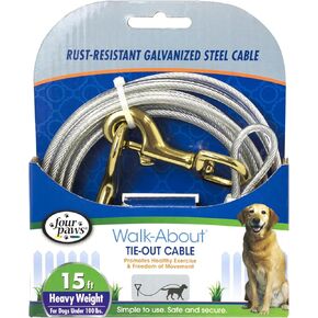 Four Paws Heavy Weight Tie Out Cable Silver 10 Feet in Kuwait