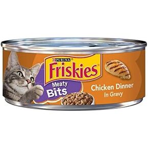 Purina Friskies Meaty Bits Wet Cat Food, Chicken Dinner in Gravy, Made with Real Chicken, Vitamins & Minerals, Canned Wet Cat Food, 5.5-Ounce Can (Pack of 12)