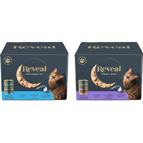 تكشف عن طعام القطط الرطب الطبيعي، حزمة مكونة من 12 عبوة، معلب بمكونات محدودة، خالي من الحبوب، مجموعة متنوعة من نكهات الأسماك والدجاج في المرق، 24 علبة × 2.47 أونصة in Kuwait