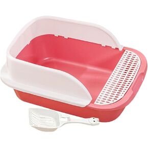 Cat Litter Boxes for Indoor Cats with Spray and Scatter Shield Tall Cat Litter Box with Scoop Cat Litter Tray Kitty Litter Tray Low Profile, Blue, Medium