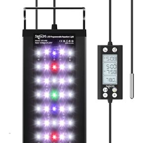 SEAOURA ضوء حوض السمك القابل للبرمجة للنباتات، 24/7 دورة ضوء حوض السمك LED مع شاشة LCD، ضوء خزان الأسماك مع وظيفة الذاكرة، إنذار درجة الحرارة، WRBG DIY اللون، لخزان مزروع 12-18 بوصة