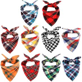 Segarty 30 Pack Pet Scarf, 22.8"x15.7" Dog Bandanas Triangle Plaid Bibs Accessories Bulk for Small Medium Dogs Cats Large Puppy Dogs, Adjustable Washable Reversible Boy Pets Birthday Kerchief