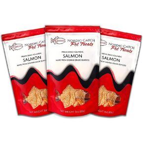 Freeze Dried Fish Pet Treats from Iceland - Pure, All Natural Seafood Snacks for Dogs, Cats and other Pets - Human Safe Ingredients, Made from Sashimi Grade Seafood - Salmon in Kuwait