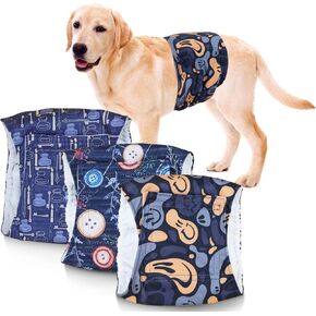 أربطة بطن للرجال قابلة للغسل من TDIAPERS، 3 عبوات من حفاضات الكلاب الفاخرة للرجال، حفاضات للكلاب قابلة لإعادة الاستخدام، مقاس XX-Large in Kuwait