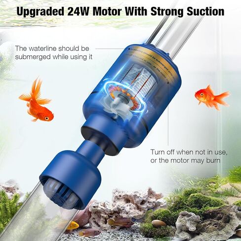 بيدي منظف حصى حوض السمك الكهربائي، منظف حصى حوض السمك، مجموعة مكنسة كهربائية اوتوماتيكية 6 في 1 لتغيير المياه وغسل الرمال مع تدفق مياه قابل للتعديل، تيار مستمر 24 فولت in Kuwait