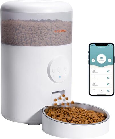 WOPET Automatic Cat Food Dispenser,WiFi Dog Feeder with APP Control, Automatic Cat Feeder with Stainless Steel Bowl, 15 Meals Per Day, Up to 10s Meal Call for Pets in Kuwait