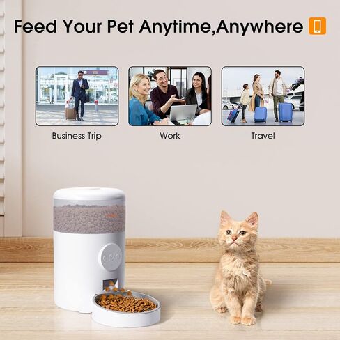 WOPET Automatic Cat Food Dispenser,WiFi Dog Feeder with APP Control, Automatic Cat Feeder with Stainless Steel Bowl, 15 Meals Per Day, Up to 10s Meal Call for Pets in Kuwait
