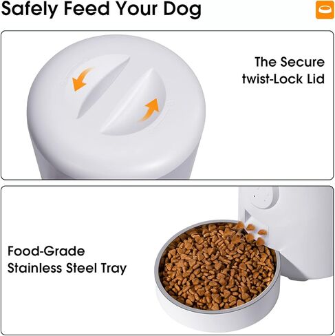 WOPET Automatic Cat Food Dispenser,WiFi Dog Feeder with APP Control, Automatic Cat Feeder with Stainless Steel Bowl, 15 Meals Per Day, Up to 10s Meal Call for Pets in Kuwait