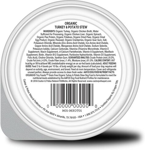 Castor & Pollux, Stew Organic Gluten Free Turkey Sweet Potato Tiny Feast Organic, 3.5 Ounce (Pack of 12) in Kuwait