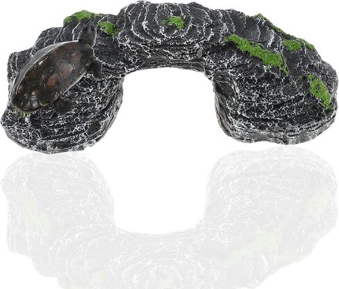 VOCOSTE Turtle Basking Platform, Reptile Climbing Shale Resin Tortoise Rock Aquarium Ornament, Black, Green, 5.8"x2.6"x1.9" in Saudi Arabia