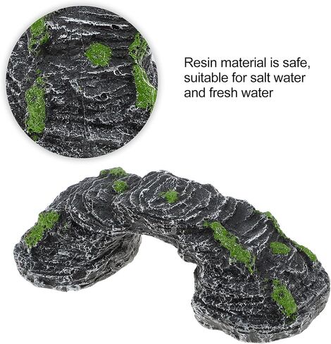VOCOSTE Turtle Basking Platform, Reptile Climbing Shale Resin Tortoise Rock Aquarium Ornament, Black, Green, 5.8"x2.6"x1.9" in Saudi Arabia