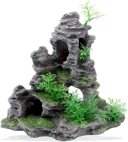 YXQ Aquarium Ornament Mountain Decor Stone Statue Rockery Cave Landscape for Fish Tank Decorations, Large in Saudi Arabia
