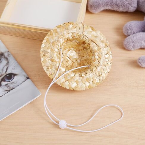 POPETPOP الحيوانات الأليفة زهرة القش قبعة الكلب الربيع الصيف Sunhat لطيف المنسوجة القش قبعة زي ملحق حجم S (زهرة وردية) in Kuwait