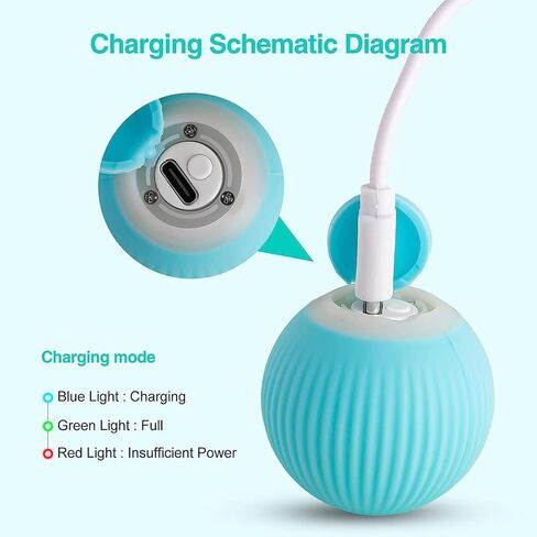 BSROBOTIC Interactive Cat Toy Ball - Automatic Rolling & Smart Stay Modes, USB Rechargeable, Safe Soft Silicone, Obstacle Avoidance,Indoor Kitten Exercise & Training Toy for Cats and Dogs in Kuwait