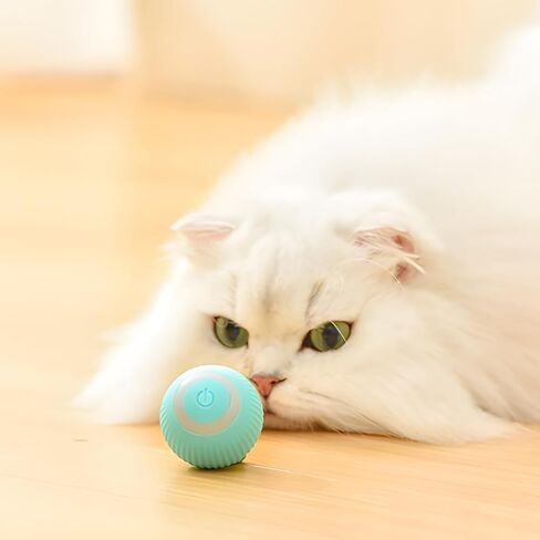 BSROBOTIC Interactive Cat Toy Ball - Automatic Rolling & Smart Stay Modes, USB Rechargeable, Safe Soft Silicone, Obstacle Avoidance,Indoor Kitten Exercise & Training Toy for Cats and Dogs in Kuwait