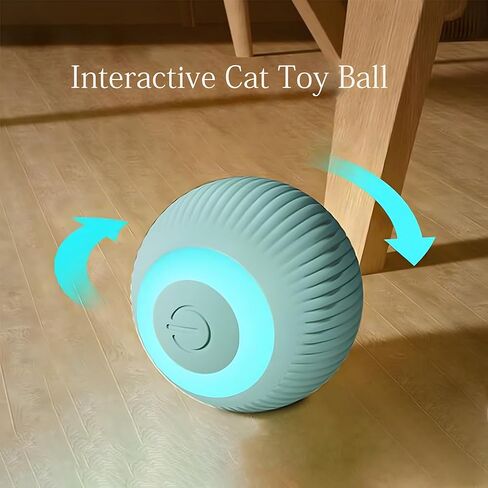 BSROBOTIC Interactive Cat Toy Ball - Automatic Rolling & Smart Stay Modes, USB Rechargeable, Safe Soft Silicone, Obstacle Avoidance,Indoor Kitten Exercise & Training Toy for Cats and Dogs in Kuwait