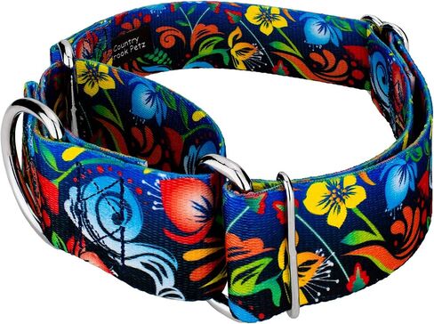 Country Brook Petz - طوق الكلب Potpourri Martingale - مجموعة الأزهار مع 6 تصاميم ساحرة (1 1/2 بوصة، متوسط) in Kuwait