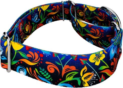 Country Brook Petz - طوق الكلب Potpourri Martingale - مجموعة الأزهار مع 6 تصاميم ساحرة (1 1/2 بوصة، متوسط) in Kuwait