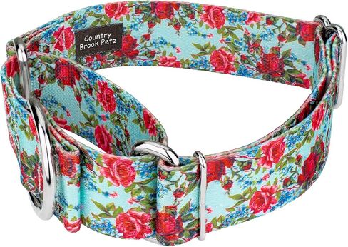 Country Brook Petz - طوق الكلب Potpourri Martingale - مجموعة الأزهار مع 6 تصاميم ساحرة (1 1/2 بوصة، متوسط) in Kuwait