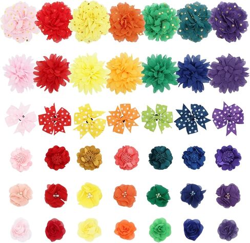 LUZGAT 42PCs Dog Collar Flowers Bow Tie Pet Grooming Accessories Flowers Multi-Color 6 Styles for Puppy Dog Kitten Small Animals in Kuwait