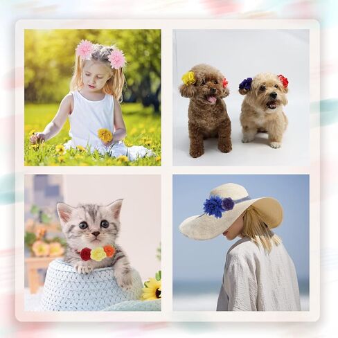 LUZGAT 42PCs Dog Collar Flowers Bow Tie Pet Grooming Accessories Flowers Multi-Color 6 Styles for Puppy Dog Kitten Small Animals in Kuwait