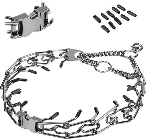 طوق Insfas Pinch Prong للكلاب، أطواق خنق لتدريب الكلاب قابلة للتعديل لا تسحب أطواق مارتينجال مع إبزيم سريع التحرير للكلاب الصغيرة والمتوسطة والكبيرة من الفولاذ المقاوم للصدأ (12 بوصة ~ 28 بوصة فضي 3.0 مم) in Saudi Arabia
