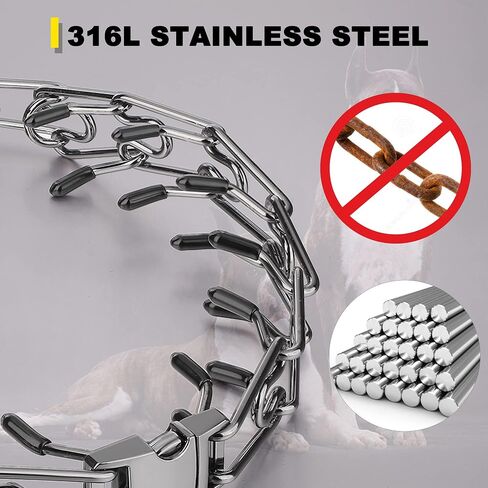 طوق Insfas Pinch Prong للكلاب، أطواق خنق لتدريب الكلاب قابلة للتعديل لا تسحب أطواق مارتينجال مع إبزيم سريع التحرير للكلاب الصغيرة والمتوسطة والكبيرة من الفولاذ المقاوم للصدأ (12 بوصة ~ 28 بوصة فضي 3.0 مم) in Saudi Arabia