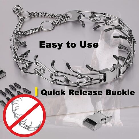 طوق Insfas Pinch Prong للكلاب، أطواق خنق لتدريب الكلاب قابلة للتعديل لا تسحب أطواق مارتينجال مع إبزيم سريع التحرير للكلاب الصغيرة والمتوسطة والكبيرة من الفولاذ المقاوم للصدأ (12 بوصة ~ 28 بوصة فضي 3.0 مم) in Saudi Arabia