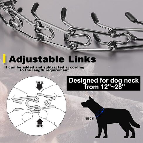 طوق Insfas Pinch Prong للكلاب، أطواق خنق لتدريب الكلاب قابلة للتعديل لا تسحب أطواق مارتينجال مع إبزيم سريع التحرير للكلاب الصغيرة والمتوسطة والكبيرة من الفولاذ المقاوم للصدأ (12 بوصة ~ 28 بوصة فضي 3.0 مم) in Saudi Arabia