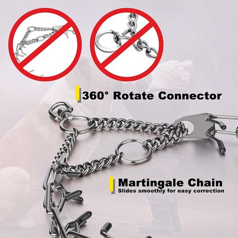 طوق Insfas Pinch Prong للكلاب، أطواق خنق لتدريب الكلاب قابلة للتعديل لا تسحب أطواق مارتينجال مع إبزيم سريع التحرير للكلاب الصغيرة والمتوسطة والكبيرة من الفولاذ المقاوم للصدأ (12 بوصة ~ 28 بوصة فضي 3.0 مم) in Saudi Arabia