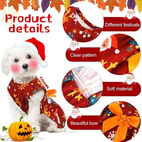 Frienda 6 Pack Valentines Day Dog Costume Christmas Dog Pack Halloween Dog Dress Thanksgiving Dress Bow Puppy Dog Pack Girl Cat Birthday American Flag Dog Pack(S (3-5lbs)) in Kuwait