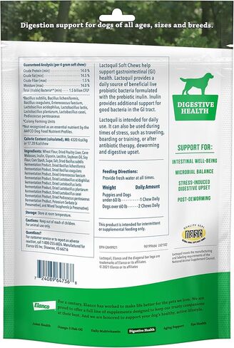 إلانكو لاكتوكويل مضغ ناعم مكمل بروبيوتيك لصحة الجهاز الهضمي للكلاب، 75 قطعة in Kuwait