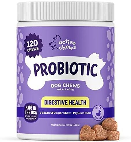 | Pet Probiotics for Dogs | Dog Probiotics and Digestive Enzymes for Dogs Diarrhea, Gut Health for Dogs | Probiotic Chews for Dogs w/Fiber, Puppy probiotic Digestive Health, 120 ct in Saudi Arabia