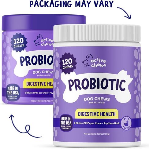 | Pet Probiotics for Dogs | Dog Probiotics and Digestive Enzymes for Dogs Diarrhea, Gut Health for Dogs | Probiotic Chews for Dogs w/Fiber, Puppy probiotic Digestive Health, 120 ct in Saudi Arabia