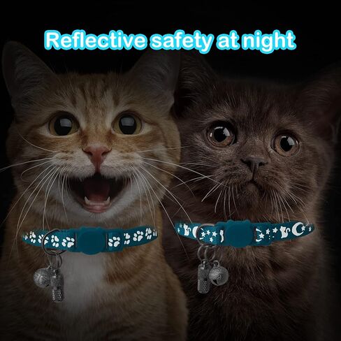 2 Pack Breakaway Cat Collars & 2 Pcs Name Tags,Reflective Safety Kitten Collar with Bell,for Girl Boy Male Cats,Adjustable 7''-12'', Personalized ID Tag,Pet Supplies,Accessories in Kuwait
