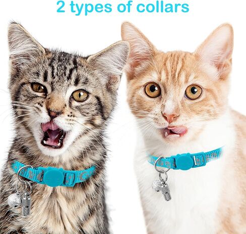 2 Pack Breakaway Cat Collars & 2 Pcs Name Tags,Reflective Safety Kitten Collar with Bell,for Girl Boy Male Cats,Adjustable 7''-12'', Personalized ID Tag,Pet Supplies,Accessories in Kuwait