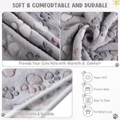 8 Pcs Fleece Dog Blankets Puppy Blankets for Small Dogs Cat Soft Blankets Coral Velvet Warm Sleep Mat Fluffy Dog Paw Print Blanket for Kitten Doggy Small Animal(Dark Gray, 24 x 16 Inch) in Kuwait