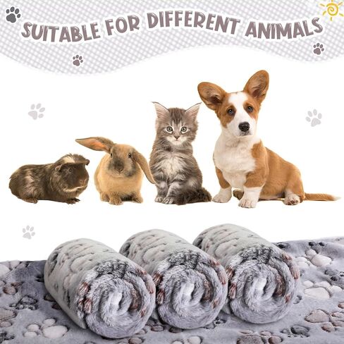 8 Pcs Fleece Dog Blankets Puppy Blankets for Small Dogs Cat Soft Blankets Coral Velvet Warm Sleep Mat Fluffy Dog Paw Print Blanket for Kitten Doggy Small Animal(Dark Gray, 24 x 16 Inch) in Kuwait
