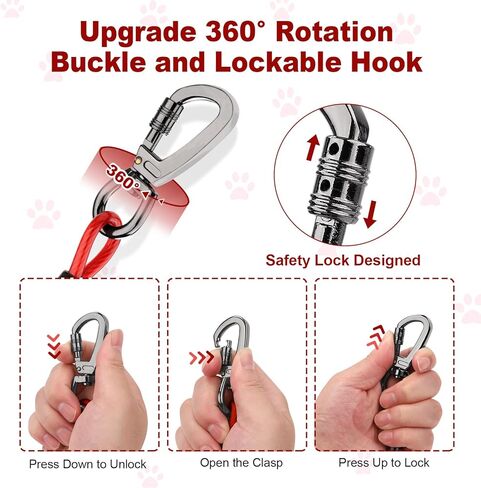 كابل ربط الكلب، ربطة عنق للكلاب بطول 10 أقدام مع خطاف دوار للكلاب في الفناء شديد التحمل، سلاسل للكلاب في الخارج للتخييم واللعب والفناء الخلفي حتى 165 رطلاً in Kuwait