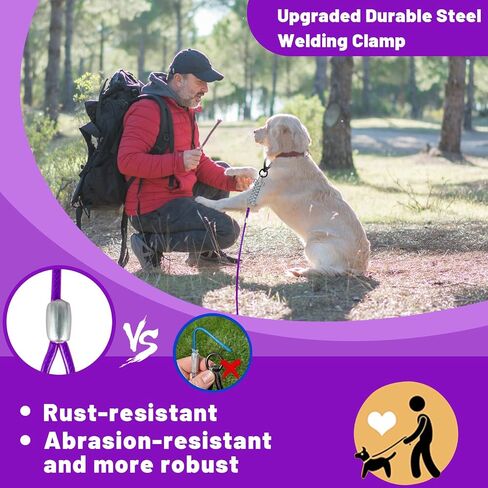 HaiYUAN Dog Tie Out Cable 10/15/20/25/30 FT Dog Runner لكابل الكلب من أسلاك الفولاذ في الفناء مع مقاطع متينة متفوقة وسلاسل الكلاب الأرجوانية شديدة التحمل للخارج لحمل الكلاب الكبيرة حتى 165 رطلاً in Kuwait