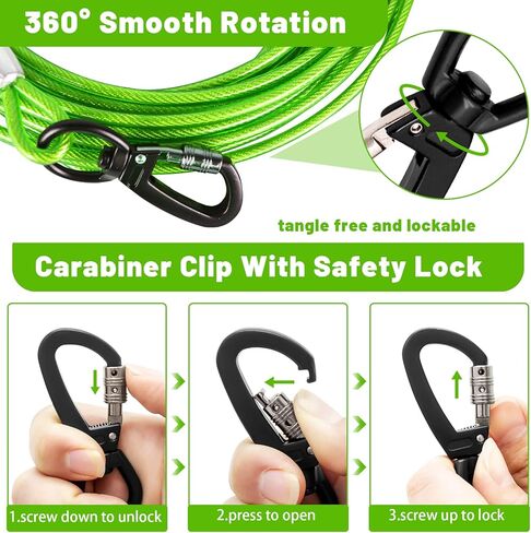 Dog Tie Out Cable - 10/15/20/25/30 FT Yard Runner for Large Dogs (Pink Steel Wire with Durable Clips, Up to 165 Lbs) in Kuwait