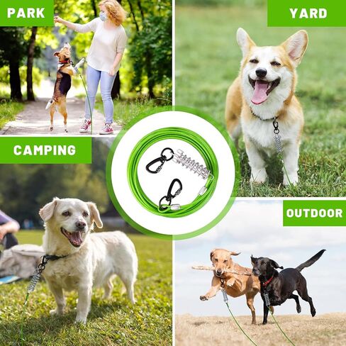 Dog Tie Out Cable - 10/15/20/25/30 FT Yard Runner for Large Dogs (Pink Steel Wire with Durable Clips, Up to 165 Lbs) in Kuwait