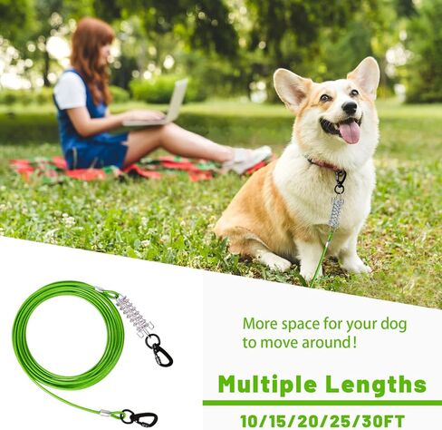 Dog Tie Out Cable - 10/15/20/25/30 FT Yard Runner for Large Dogs (Pink Steel Wire with Durable Clips, Up to 165 Lbs) in Kuwait