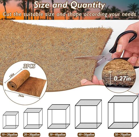 ZeeDix 10 Pcs Reptile Carpet 12x12 Inch Coconut Fiber Mat for Tank Bedding in Saudi Arabia