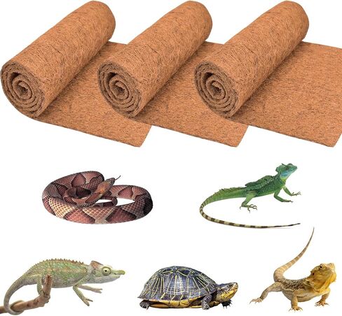 ZeeDix 3 Pieces Coconut Fiber Reptile Substrate Mat, 12 x 20 inches Natural Coco Mat Reptile Carpet Coco Fiber Liner Turtle Bedding Reptile Terrarium Liner for Lizard Snake Turtle Gecko Bearded Dragon in Saudi Arabia