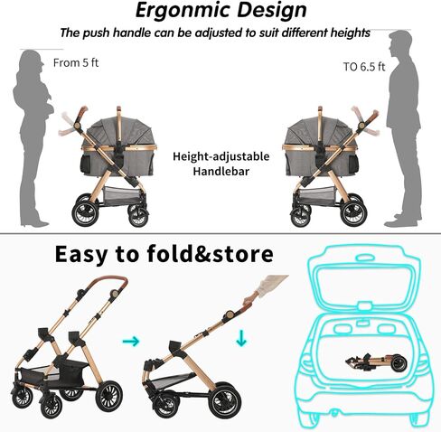 عربة أطفال إنجبورسا للحيوانات الأليفة، عربة للكلاب للكلاب الصغيرة والمتوسطة الحجم مع سلة تخزين، عربة حمل خفيفة الوزن قابلة للطي للكلاب. يمكن استخدام السلة بمفردها. (أخضر) in Kuwait