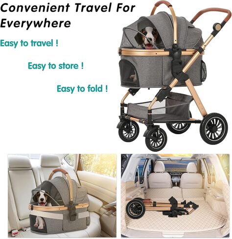 عربة أطفال إنجبورسا للحيوانات الأليفة، عربة للكلاب للكلاب الصغيرة والمتوسطة الحجم مع سلة تخزين، عربة حمل خفيفة الوزن قابلة للطي للكلاب. يمكن استخدام السلة بمفردها. (أخضر) in Kuwait